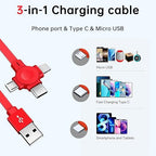 Three in One Charging Cable Cord. 3 in 1 Charging Cable Retractable. Compatible - Image 2
