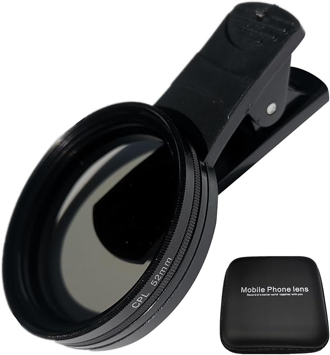 EMVANV 52mm Clip-on CPL Phone Camera Lens Filter, Phone Lens Filter Kit by EMVANV