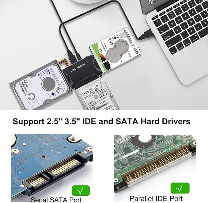 USB 3.0 to SATA IDE Adapter, Hard Drive Reader External Ultra Recovery - Image 4