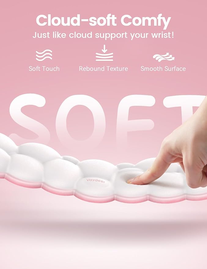 Vaydeer Cloud Keyboard Wrist Rest Set – Ergonomic Memory Foam Wrist Pad - Image 2