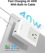 Flat USB C Wall Charger with 31.5in Retractable Type-C Cable, 5-in-1 Slim Wall - Image 5