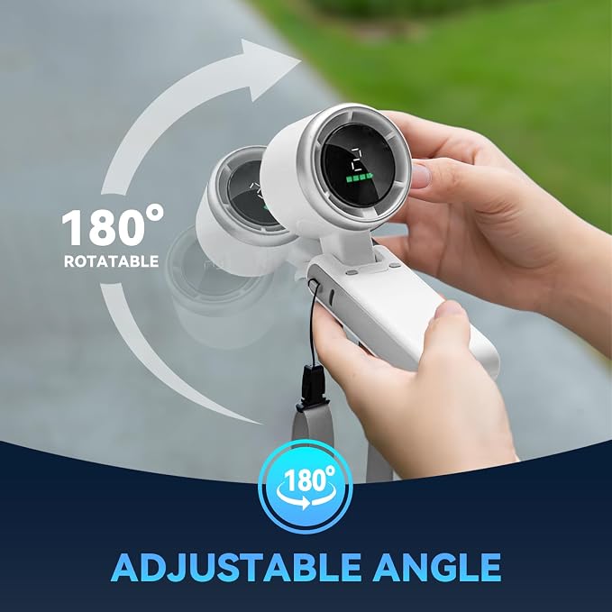 Portable Handheld Turbo Fan, 5 Gear Wind, Battery Operated, 3 IN 1 Hand Fans - Image 6