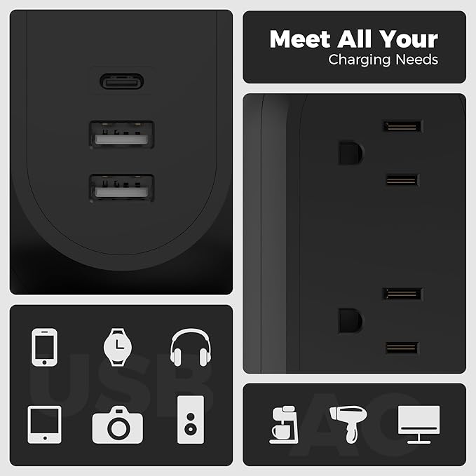 TESSAN Surge Protector Power Strip Tower - Image 7