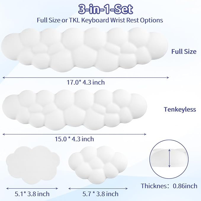 Cloud Wrist Rest Keyboard, Cloud Keyboard Wrist Pad Set - Image 7