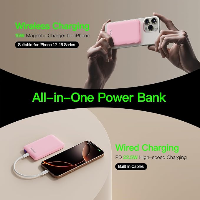 2025 Magnetic 15W Power Bank for iPhone, 5000mAh Magsafe Battery Pack - Image 3
