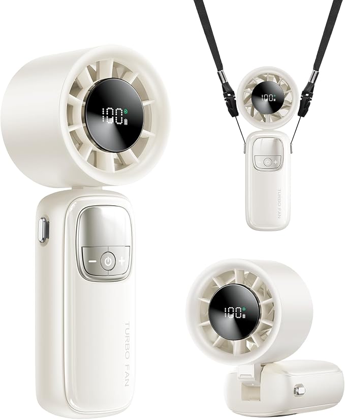 3-in-1 Portable Handheld Turbo Fan-100 Speeds, 15000 RPM, 10Hrs Cooling by KIMMOO