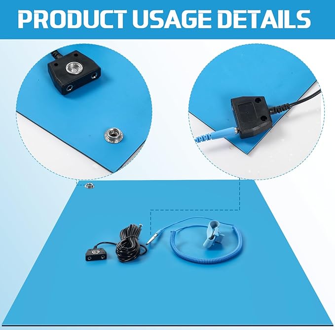Anti-Static Mat Kits Includes Heat Resistant ESD Mats Anti Static Wrist Straps - Image 5