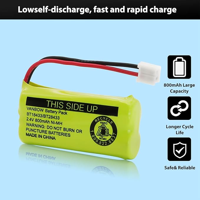 BT18433/BT28433 2.4V 800mAh Ni-MH Cordless Phone Battery, Also Compatible - Image 5