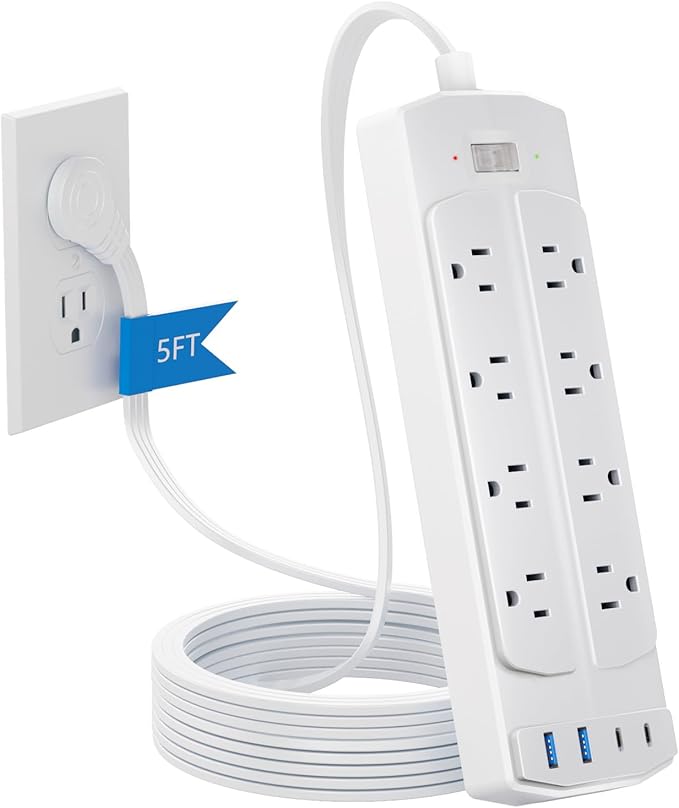 Flat Plug Power Strip, Yozisital Extension Cord by Yozisital