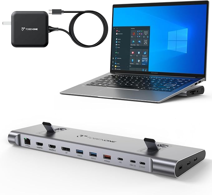 TobenONE USB-C Docking Station 3 Monitors & Dual Monitor, Laptop Dock Stand by TobenONE