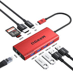 QGeeM USB C Hub Ethernet, 9 in 1 USB Type C Hub HDMI Multi-Port Converter by QGeeM
