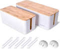 2 Pack Large Cable Management Box – Wooden Style Cord Organizer and Cover by Unknown