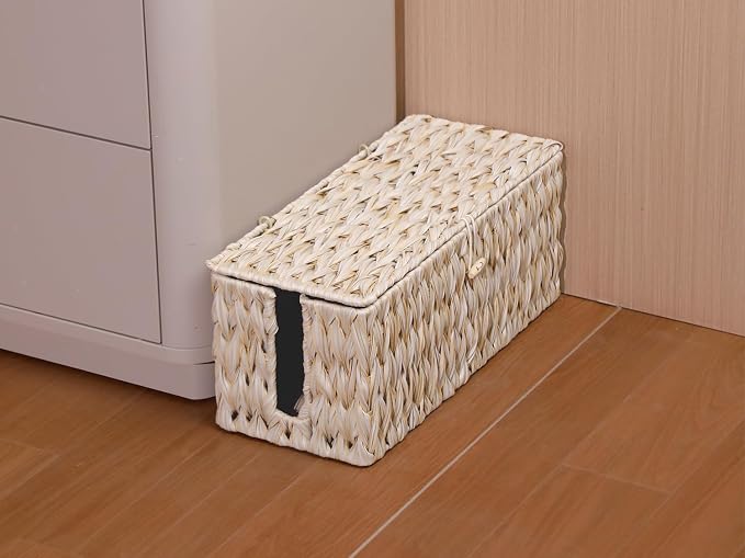 Cable Management Box, Boho Decorative Handwoven 2 Open Slots Cord Organizer - Image 7