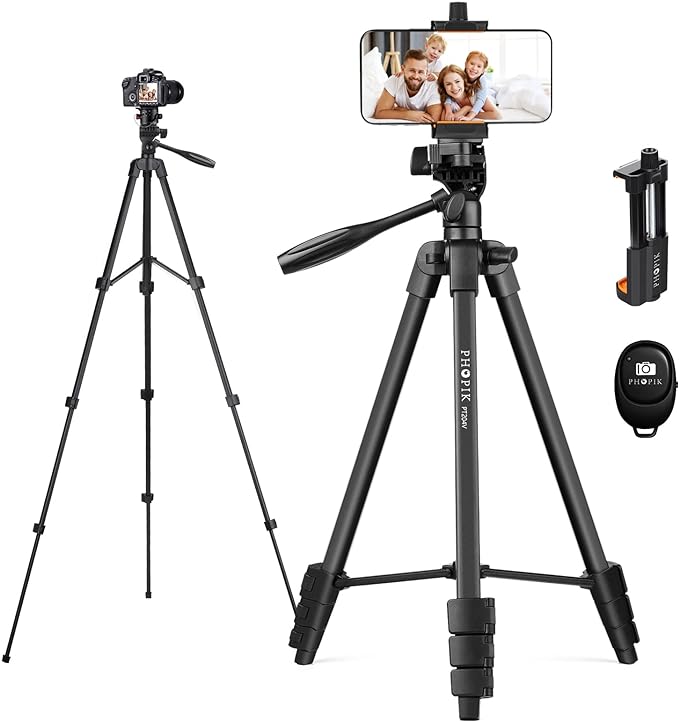 55" Phone Tripod, PHOPIK Aluminum Extendable Tripod Stand by PHOPIK