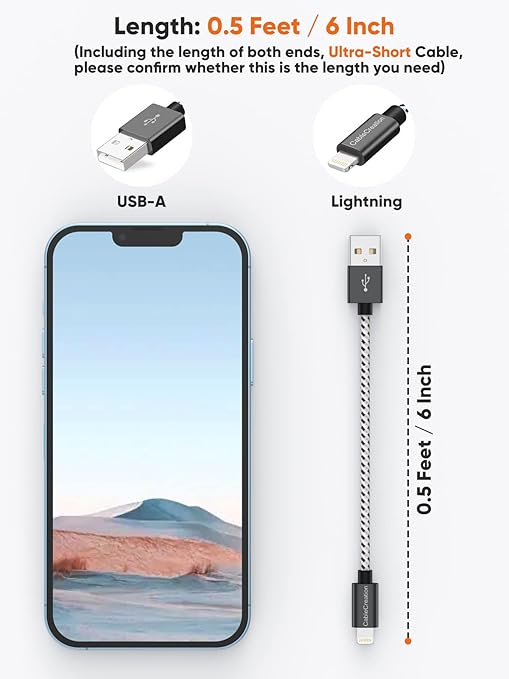CableCreation 0.5 Feet Short iPhone Charger Cable, Lightning to USB Data Sync - Image 2