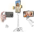 Mini Selfie Stick with 2 Fill Lights, Portable Phone Tripod with Remote and by Linber