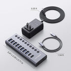 ACASIS 10 Ports 60W USB C 3.2 Hub, 10Gpbs Data Transfer, 20V/3A Power Adapter - Image 8
