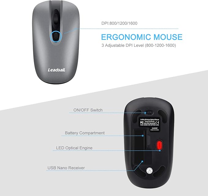 LeadsaiL Wireless Keyboard and Mouse Combo, Wireless USB Mouse and Computer - Image 7