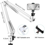 Overhead Tripod Mount for Camera Webcam Ring Light, Over Head Articulating Arm - Image 5