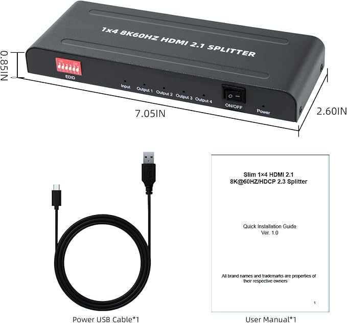 8K HDMI Splitter 1 in 4 Out, - Image 7