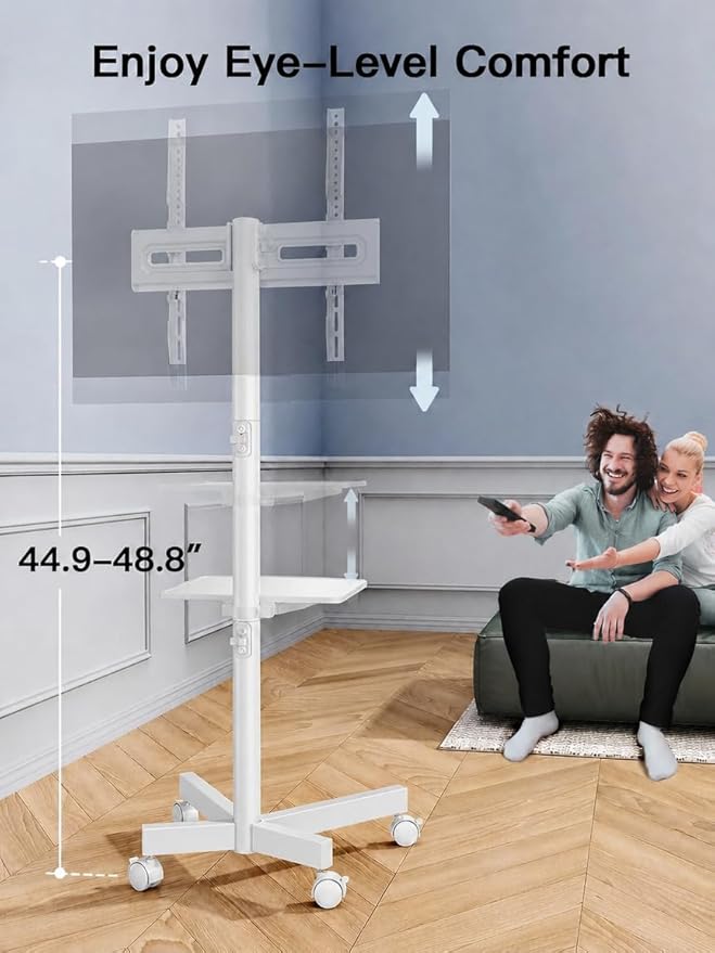 PERLESMITH Rolling White TV Stand - Image 4