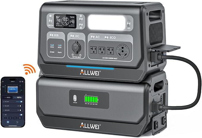 ALLWEI 2400W Portable Power Station and B200 PRO Expansion Battery, 4096Wh by ALLWEI