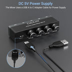 Cubilux 4-Channel 3.5mm Audio Mixer, Ultra-Low-Noise Mini Audio Mixer - Image 7