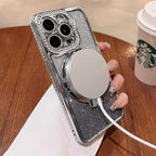 Magnetic Kickstand Case for iPhone 15 14 13 12 Pro Max Sparkling Diamond Cover - Image 7