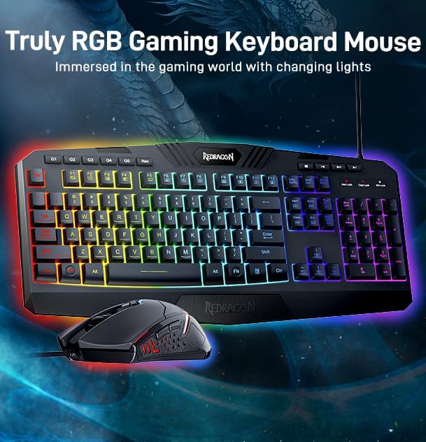 Redragon Updated S101 Programmable Gaming Keyboard and Mouse, RGB Backlit - Image 2