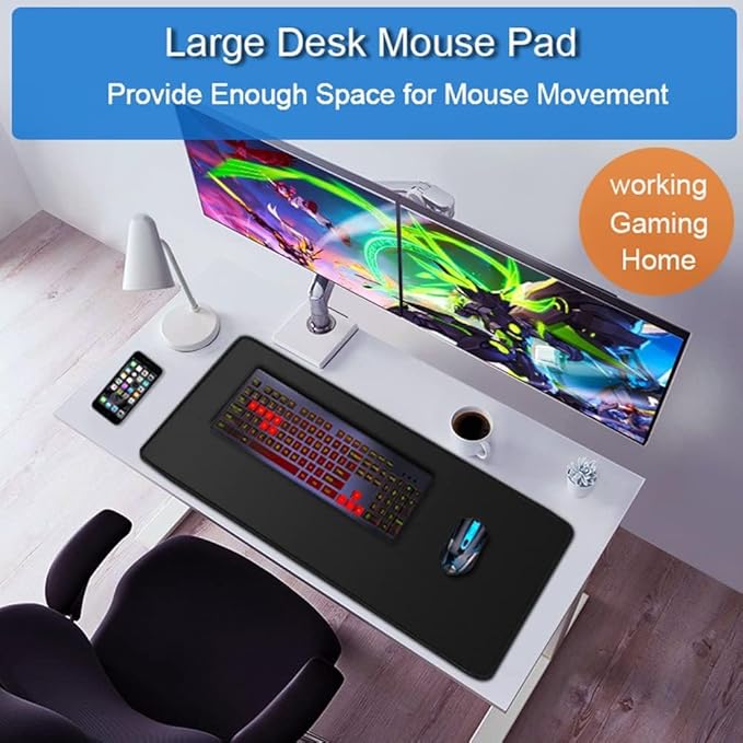 Large Extended Gaming Mouse Pad, Water Resist Non-Slip Mousepad Rubber Base - Image 6