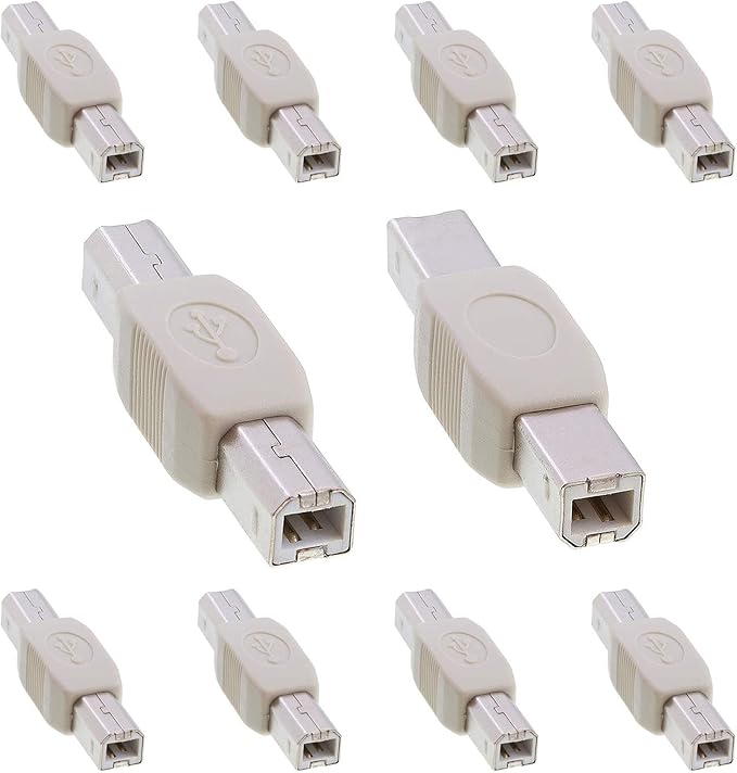 Cmple - [10 Pack USB B to B Adapter USB 2.0 Male to Male Coupler Plug to Plug by Cmple