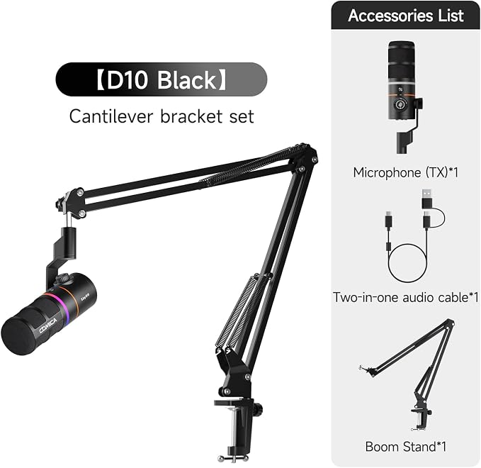COMICA EJoy D10 USB Gaming Microphone – Boom Arm Mic - Image 8