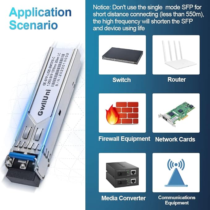 10Pcs 1.25G Single Mode SFP Fiber Module Network Transceiver, LX SM 1310nm 20km - Image 6