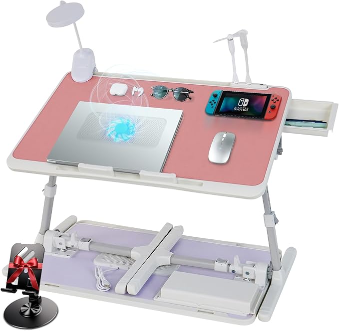 Laptop Lap Desk Include Cooling Fan, Adjustable Lap Desk by IXTRA