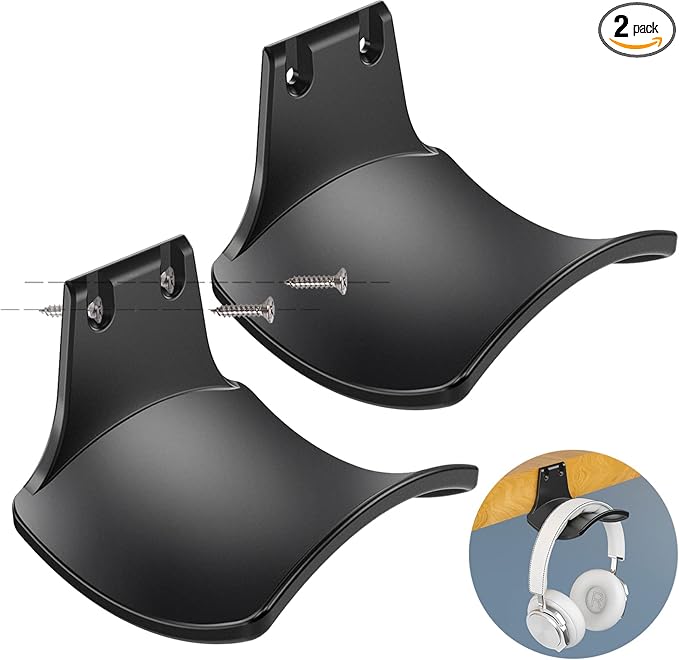 2-Pack Never Fall Headphone Hooks Hanger Wall Mount, Headset Holder Stand by SIROLISA