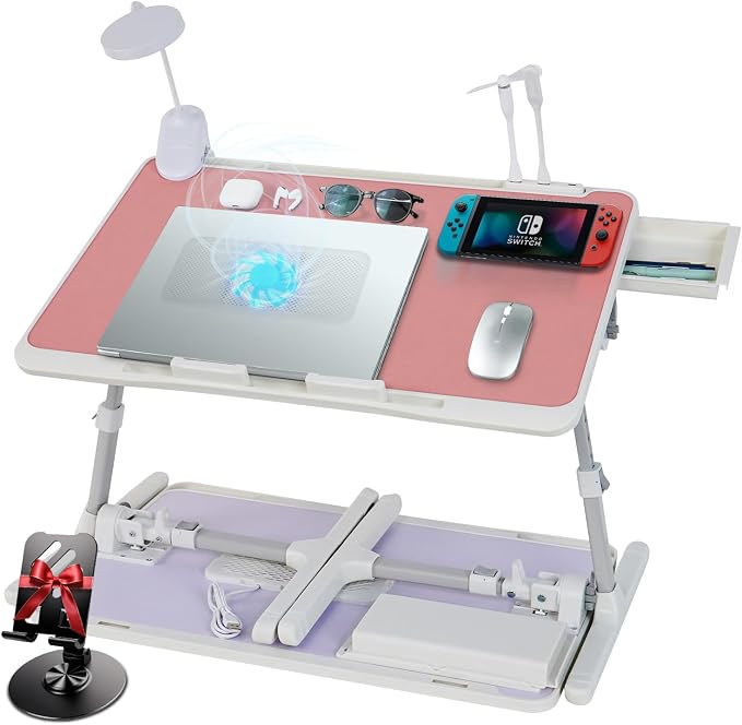Laptop Lap Desk Include Cooling Fan, Adjustable Lap Desk by IXTRA