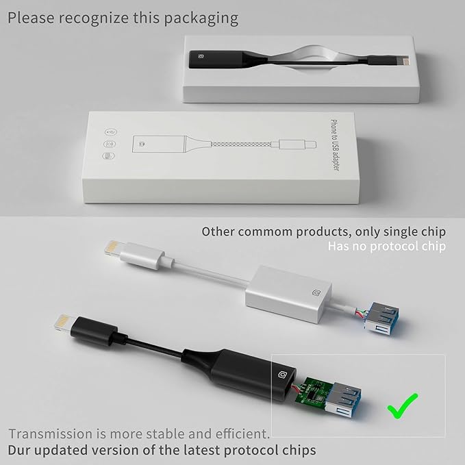 IVSHOWCO Camera Adapter for iPhone, iPad to USB OTG Cable Adapter, Supports USB - Image 2
