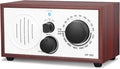 Vintage Wood AM FM Bluetooth Speaker Radio Plug in Wall, Elegant and Retro by ONGTEED