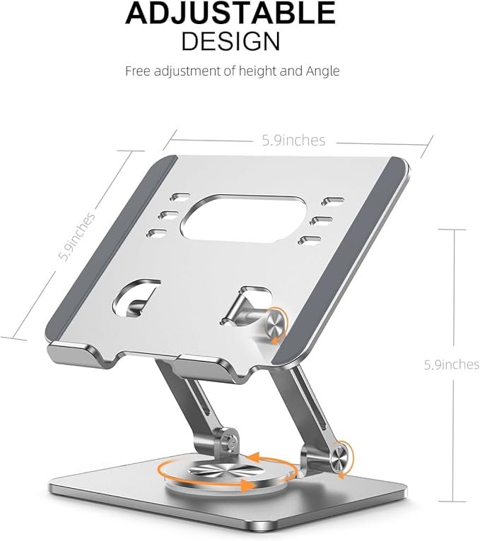 Tablet Stand Holder with Thickened 360°Rotating Base Dual Rod Adjustable - Image 3