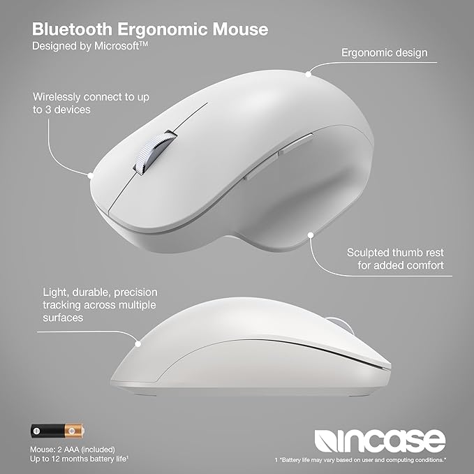 Incase Bluetooth Ergonomic Mouse – Designed by Microsoft – Two Thumb Buttons - Image 2