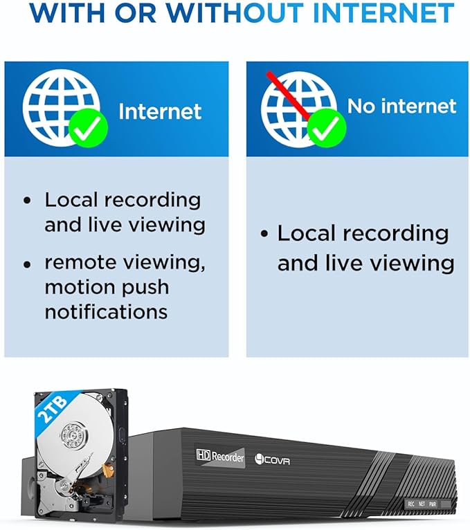 4COVR IP Security Camera System PoE Built-in Mic, 8CH 4K H.265 NVR - Image 6