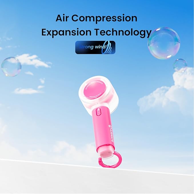 AIRMATE Portable Handheld Fan, 5 Wind Speed Adjustable, 3000mAh Battery - Image 2