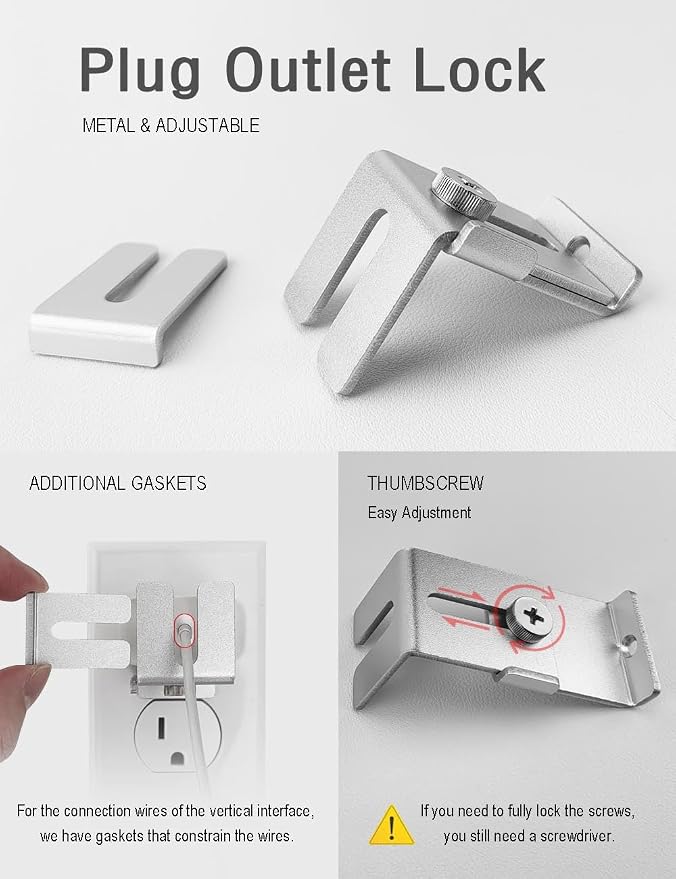Charger Lock to Outlet, ILIVABLE Adjustable Metal Outlet Lock, Firmly Secures - Image 2