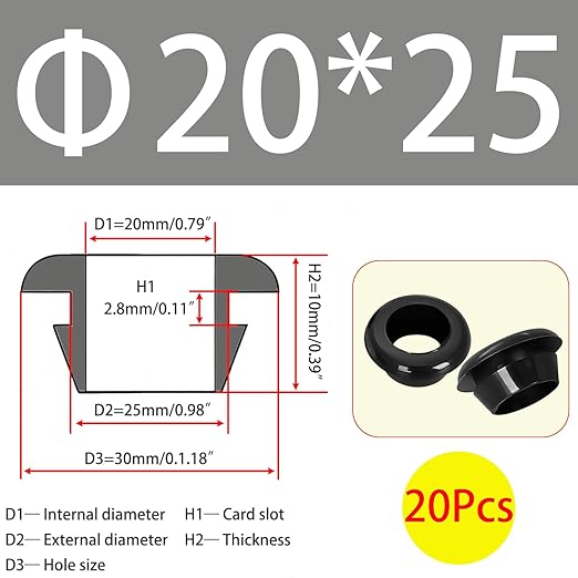 Qrity 20 PCS Rubber Grommets Cable Railing, Car Grommet, Cable Railing - Image 2