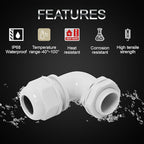 LeMotech M20 Cable Gland, 90 Degree Adjustable 9-14mm Strain Relief, Cord - Image 3
