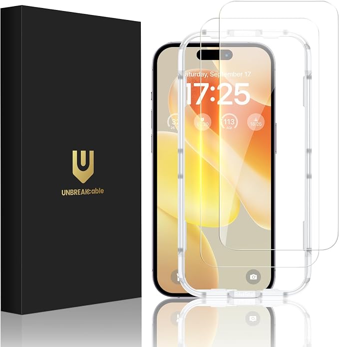 UNBREAKcable Screen Protector for iPhone 15 Pro Max, Double Shatterproof by UNBREAKcable