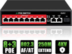8 Port PoE+ Switch | Easy Smart Managed Ethernet Switch | Support VLAN by STEAMEMO