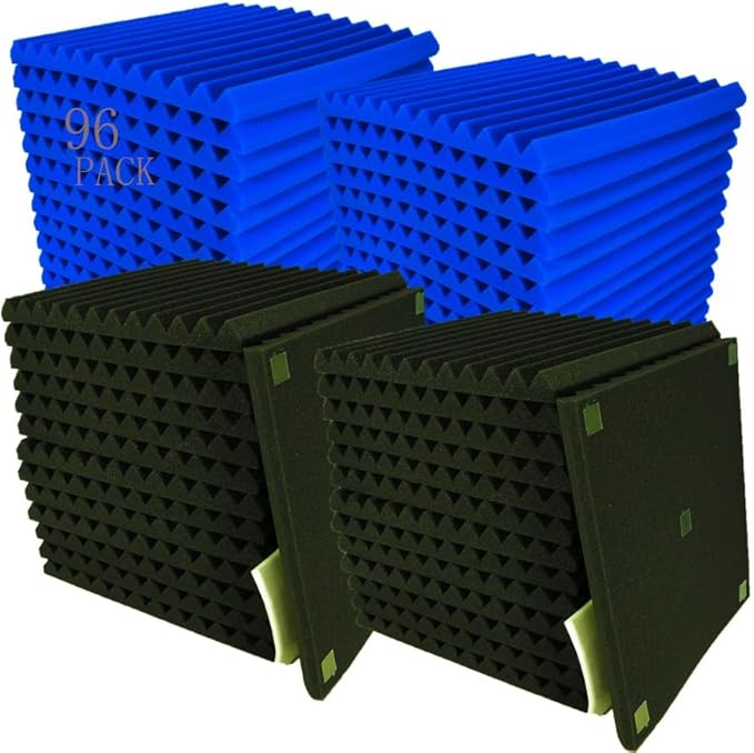 96 Pack Black/BLUE 12 "X 12 "X1" Acoustic Panels Studio Soundproofing Foam by HPKL9999