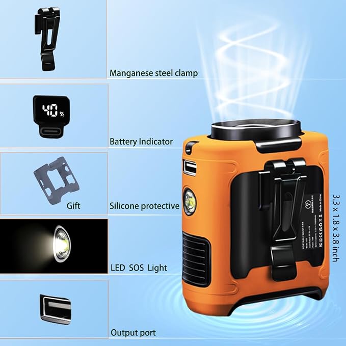 CAZOKASI Personal Fan 10000mAh Waist Clip Portable Rechargeable Wearable Hand - Image 4