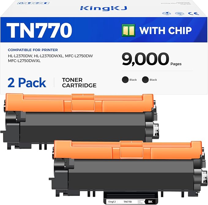 TN770 Black Toner Cartridge High Yield 2-Pack by KingKJInkToner
